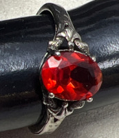 925 Sterling Orange Fire Opal colour Ring
