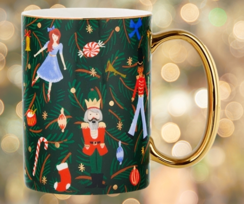 New Rifle Paper Co. NUTCRACKER Porcelain Mug (Green)