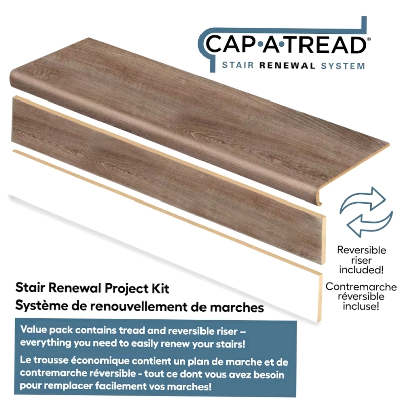 New Cap A Tread Stair Renewal System - Valley Wood - 4 Stairs