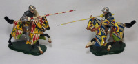 Hornung Art Britains ' Mounted Knights in Tournament Combat ' Toy Soldier Lead Miniatures