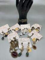 D&rsquo;ORLAN Antiqued Gold Tone Bracelet Pendants & Earring