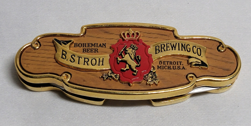 B . Stroh Brewing Co. Beer Franklin Mint Collector Folding Pocket Knife