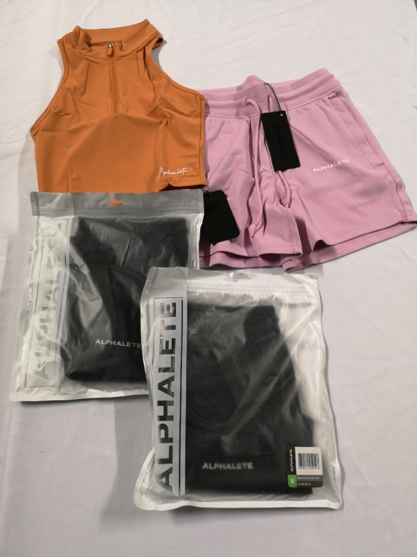 4 New ALPHALETE Women's Medium Shorts & Zip Tank Top