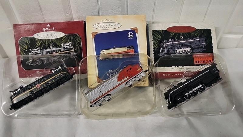 3 Hallmark Keepsake Ornaments - Lionel Model Trains.