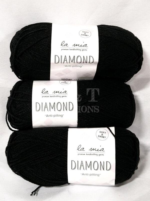 3 New Skeins LA MIA Diamond Anti-Pilling Premium Knitting Yarn.