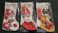 3 New Christmas Stockings - Snowman , Santa & Reindeer