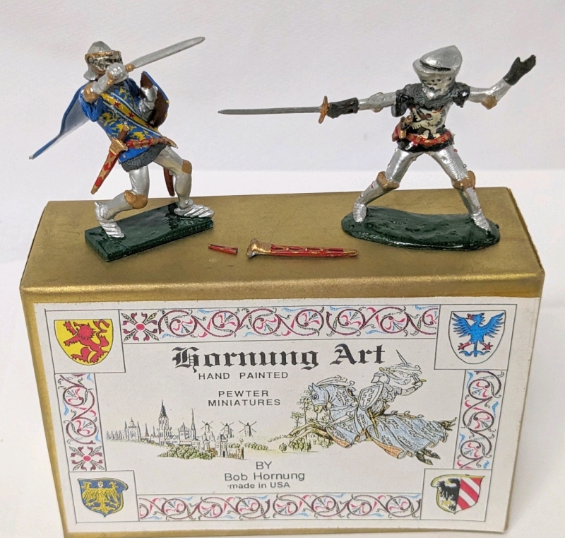 Hornung Art: " Sir John Segrove #5 " & "WM. Bouhn Northampton 164 " Vintage Lead Miniature in Box. Signed & Dated.