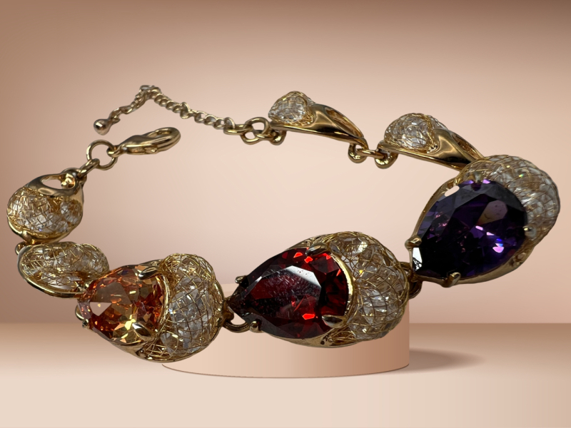 Ravishing Swavorski Citrine Garnet Amethyst Crystal Bracelet