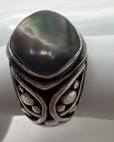 Designer Substantial Sterling Scrolled Ring Mysterious Stone