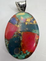 Copper Oyster 925 Sterling Large Pendant stamped
