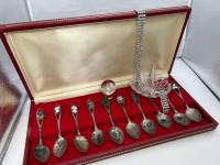 Vintage Red Spoon Display case spoons Rhinestone Necklace