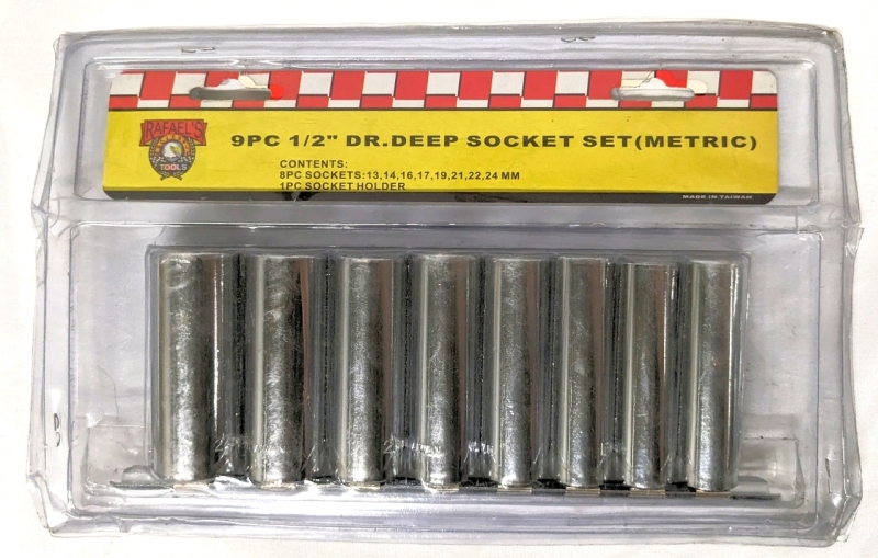 New 9-Piece 1/2" Dr. Deep Socket Set (Metric)