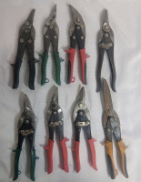 Straight Cut Tin / Aluminum / Metal Sheet Cutters - Eight (8) Cutters