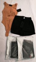 4 New ALPHALETE Women's sz XSmall Essential Core Shorts & Bodysuit