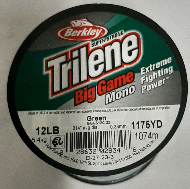 New, Berkley Trilene Big Game, Green. 12lb Test 1176 yards