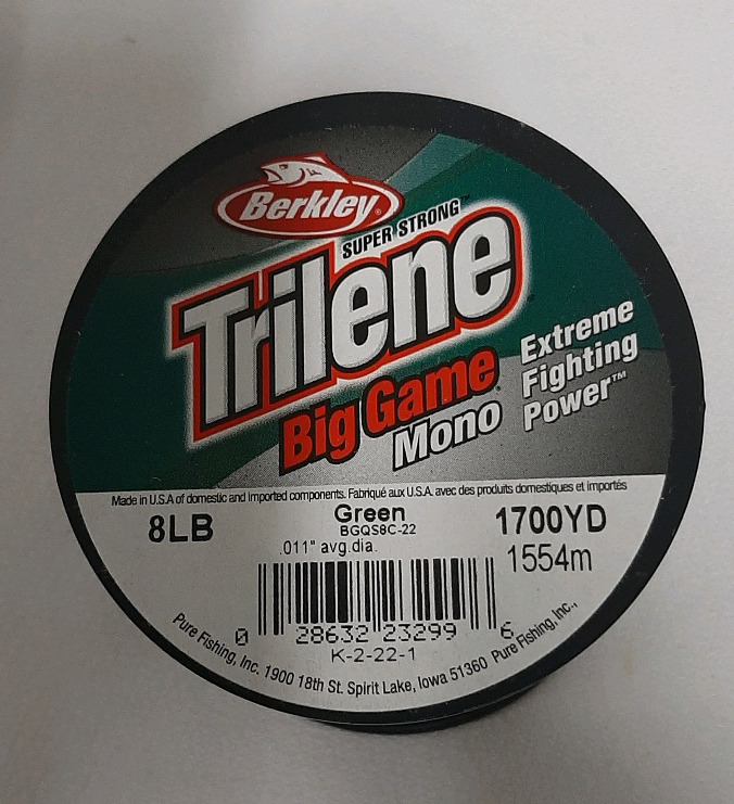 New, Berkley Trilene Big Game, Green. 8lb Test 1700 yards