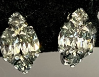 SHERMAN Clear Marquise Round Rhinestone signed Earrings