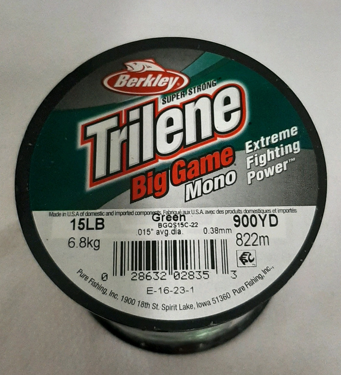 New, Berkley Trilene Big Game Mono, Green 15lb Test 900 yards.