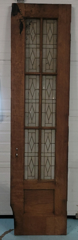 Vintage Oak Door w/Leaded Bevelled Clear & Frosted Glass , 24 1/4"×95 1/4"×1 3/4"