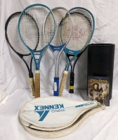 5 Tennis Racquets, 2 Racquet Covers, an Umbrella stand and a Copy of Lord of the Rings: Return of the King DVD