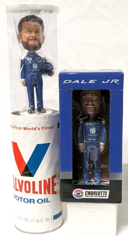 2 DALE EARNHARDT JR Bobbleheads : Charlotte Motor Speedway & Valvoline Motor Sports