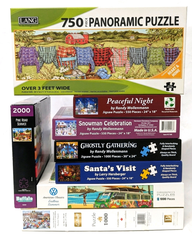 8 Large Jigsaw Puzzles: Volkswagen, Panoramic, Halloween, Christmas & Winter (550-2000 Pieces)