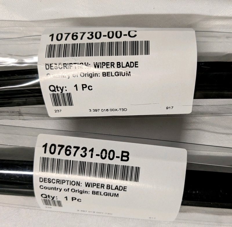 2 New Windshield Wipers: 1 for Tesla Model 3 (Made in Belgium)