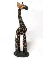 24" Tall Carved Giraffe Statue Made in Indonesia