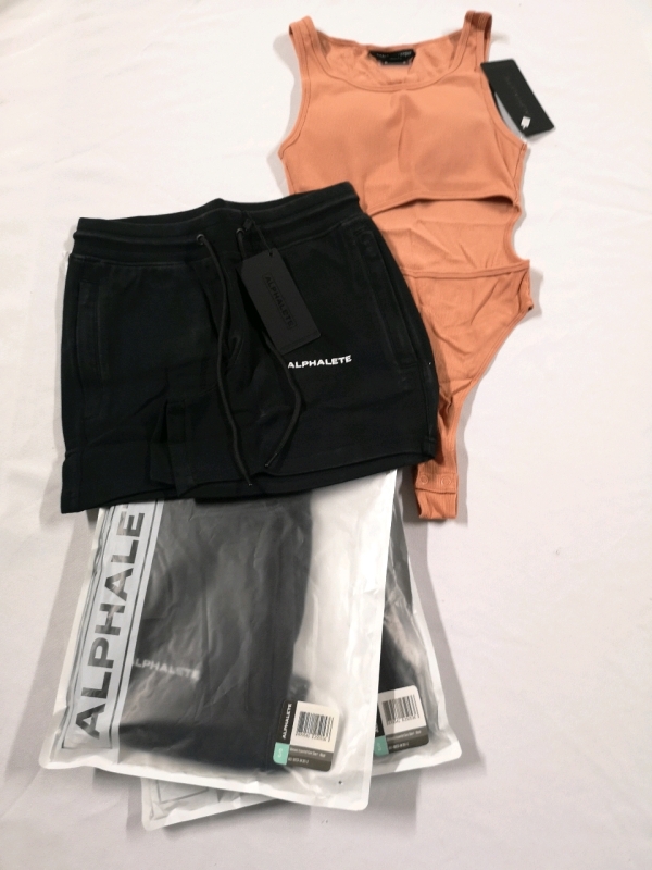 4 New ALPHALETE Women's Small Essential Core Shorts & Bodysuit