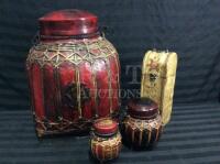 4 Wooden & Rattan Vessels