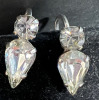 Sherman Vintage early Script signed Earrings Clear Rhinestone