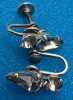 Sherman Vintage early Script signed Earrings Clear Rhinestone - 4
