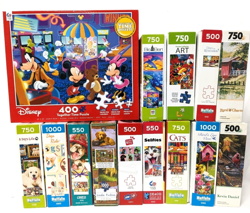 14 Jigsaw Puzzles: Disney, Dogs, Cats, Birds + (500 - 1000 Pieces)