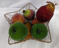 Sparkling Decorative Fruit in Star Shaped Wire Bowl.