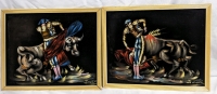 2 Vintage MCM Velvit Paintings.