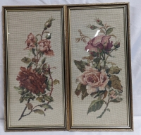 2 Vintage Framed Needle Points