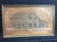 Vintage Hand Carved Farmhouse Scene Signed