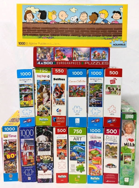 16 Jigsaw Puzzles: 80s, Peanuts, Golden Girls, Animals + (500-1000 Pieces)