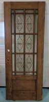 Vintage Oak Door w/Leaded Bevelled Clear & Frosted Glass , 24 1/4"×95 1/4"×1 3/4"