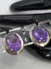 Oval Faceted Amethyst Pierced Earrings Large stones - 2