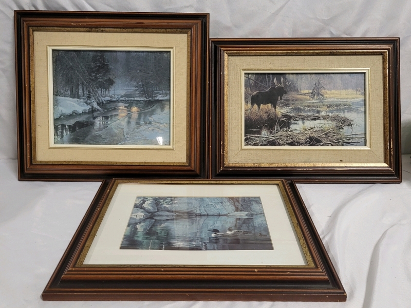 3 Vintage Robert Bateman Framed Prints