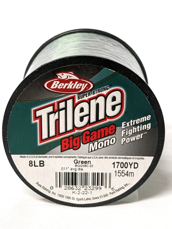 New BERKLEY Super Strong Trilene Big Game Mono Fishing Line: 8lb, Green, 1700yd