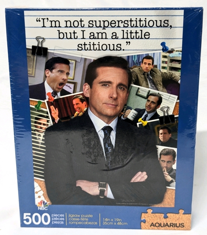 New THE OFFICE 500 Piece Jigsaw Puzzle "I'm not superstitious, but I am a little stitious."