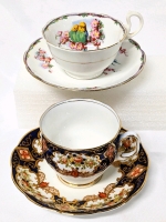 Vintage Royal Albert Tea Cups & Saucers: Budgies and Blossoms + Royalty