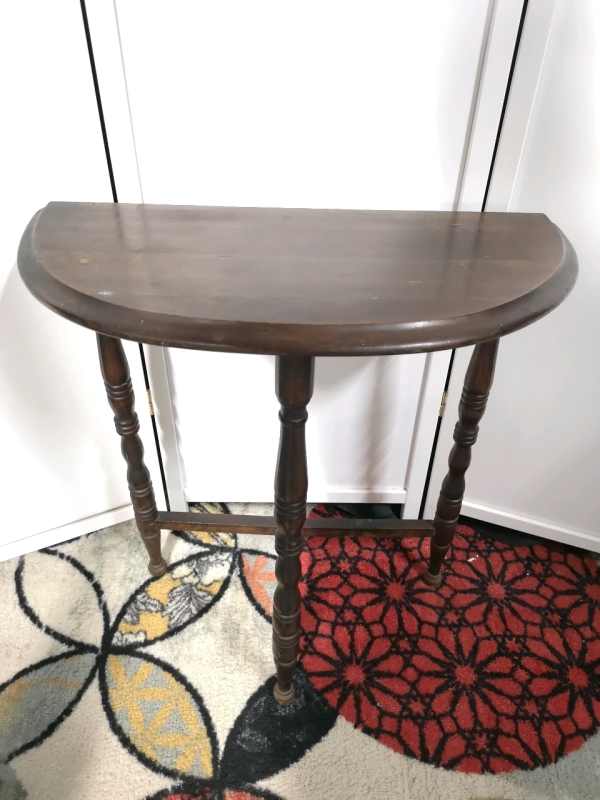 Vintage Wooden Half-Moon Side Table