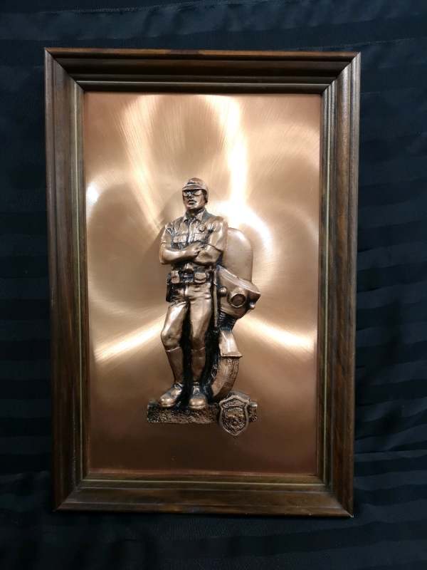 Framed Copper Art - Police Officer