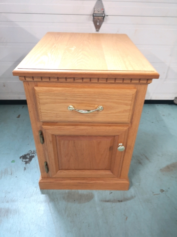 Wooden Night Stand - Drawer & Cupboard