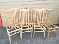 8x Wooden Unfinished High Back Dinning Chairs