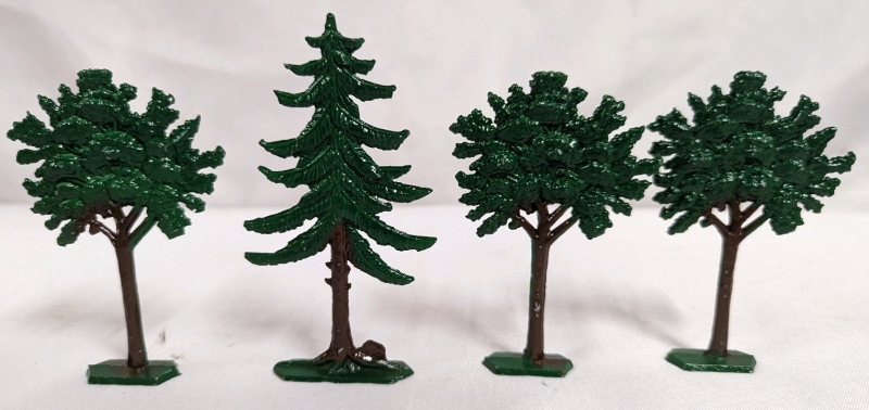 4 Painted Lead Model Trees.