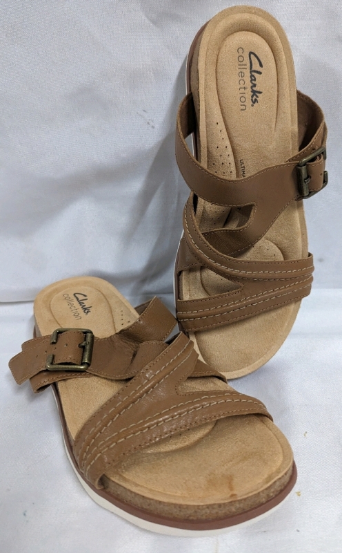 Clark's Collection Womens Brynn Hope Light Tan Leather Sandles - Size 8 M